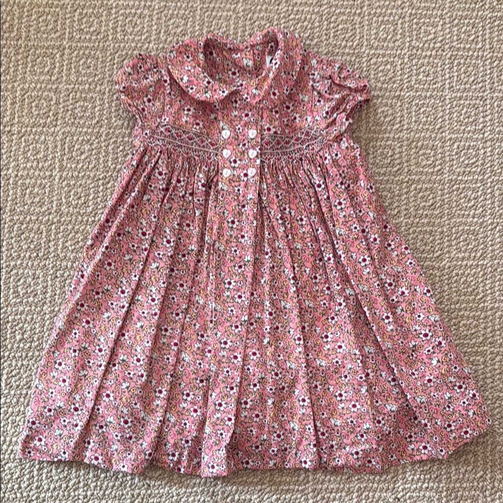 Smocked Floral Pink Dress